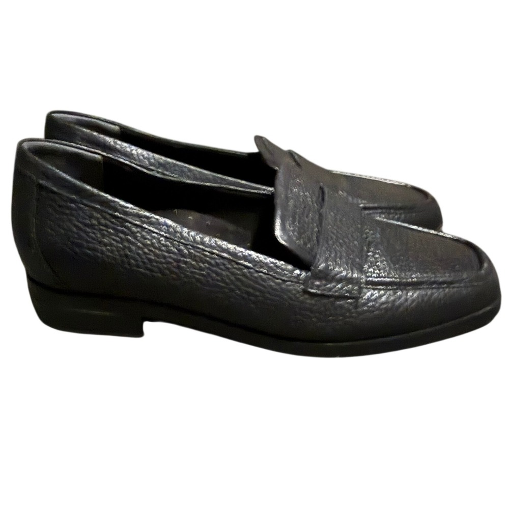 Vionic Sellah Black Pebbled Leather Penny Loafers Orthotic Support Shoes 7.5